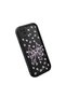 Poco C31 Compatible Black Silicone Shock-Absorbing Protective Case with Purple Bow and Small Flower Pattern Camera Protection - 3