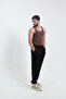 Men's 3 Thread Threaded Jogger Elastic Cuffed Waist Double Pockets Black Sweatpants - 3