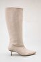 Almada Beige Suede Pull-On Pointed Boots with 5 cm Thin Heel - 4