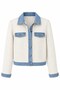 Denim Detailed Tweed Jacket Ecru