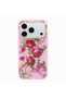 iPhone 18 Pro Compatible Case Licensed M-Safeli Rose Patterned Glittery Text Logo Cover Pink - 3