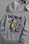 Unisex 3 Thread Cotton Gray Sadbear Print Loose Fit Sweatshirt Hoodie