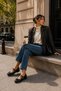 Stella Black Rustic Women's Daily Stylish Single Thick Sole Buckle Flat Casual Moccasin Loafer Shoes - 7