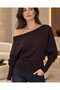 Women's Boat Neck Off-Shoulder Premium Viscose Blended Soft Textured Knitwear Blouse