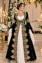 Green Gold Velvet Kaftan with Bindall - 2