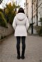Gray Girl's Detachable Hooded Inflatable Coat with Belt and Fur Inside 24880 - 3