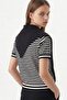 Additional Collar Striped Knitwear Blouse Black - 3