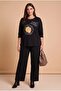 Special Printed Plus Size Knitwear Blouse Black - 3