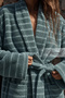 Lily |   Cotton Unisex Shawl Collar Striped Bathrobe with Pockets |   Women's Bathrobe |   Men's Bathrobe |   Bathroom |   Home Textiles |   Dowry - 1 Piece - 3