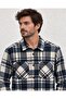 Men's Navy Blue Double Pocket Capless Buttoned Regular Shirt - 3