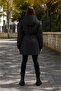 Black Girl's Inflatable Coat with Drawstring Waist, Plush Fur Inside and Removable Hood 24889 - 4