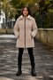 Beige Girls' Inflatable Coat with Drawstring Waist, Plush Fur Inside and Removable Hood 24892 - 3