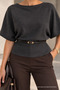 Bat Sleeve Belted Anthracite Blouse - 2