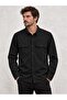 Men's Black Double Pocket Flap Button Regular Fit Shirt