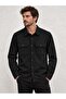 Men's Black Long Sleeve Regular Fit Double Pocket Shirt