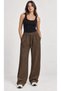 Women's Brown Wide Leg Modal Palazzo Sweatpants with Tie Waist