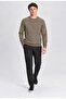 Men's Beige Crew Neck Diamond Knit Corspan Knitwear - 3