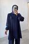 Rose Silk Cupra Sleeve Tunic - Navy Blue - 2