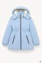 Blue Girl's Inflatable Coat with Drawstring Waist, Plush Fur Inside and Detachable Hood 24890 - 4