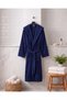Funny 100% Cotton Velvet Hooded Bathrobe – Navy Blue - 2