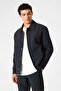 Navy Blue Textured Modern Jacket