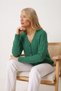 Women's Green Hair Braided Patterned V-Neck Buttoned Knitwear Cardigan - 7