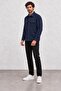 Men's Navy Blue Long Sleeve Regular Fit Double Pocket Shirt - 3