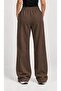 Women's Brown Wide Leg Modal Palazzo Sweatpants with Tie Waist - 4