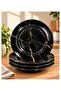 10 Inch Deep Plate Set of 4, Black Stone Gold Marble Design Dinner Plates, 25 cm Large Soup Pasta Curry Serving Plates for Home Kitchen Dining,BB1764