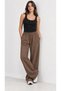 Women's Brown Wide Leg Modal Palazzo Sweatpants with Tie Waist - 2