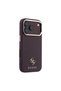 iPhone 18 Pro Case Licensed M-Safeli Classic Text and 4g Logo Pu Leather Saffiano Cover Claret Red - 4