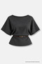 Bat Sleeve Belted Anthracite Blouse - 6