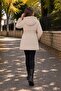 Beige Girls' Plush Fur Inside, Tassel Detailed, Removable Hooded, Long Cut Coat 24869 - 3