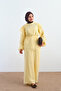 Women's Self-Patterned Shoulder Ruffle Detail Waist Tie Tulle Set Yellow - 2