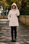 Beige Girls' Plush Fur Hooded Long Cut Inflatable Coat with Elastic Waist 24887 - 2