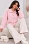 Women's Shirt Collar 7 Heart Gold Buttoned Long Furry Embroidered Knitwear Jacket - 8