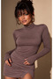 Women's Brown Half Fisherman Fingerless Blouse Be493