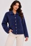 Women's Shirt Collar 7 Heart Gold Buttoned Long Furry Embroidered Knitwear Jacket
