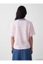Natuvera Pink Crew Neck Striped 100% Cotton Women's T-Shirt - 4