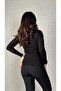 Women's turtleneck sheer tulle detail long sleeve blouse - 3