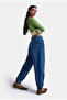 Women's Blue 2W6-5 Jogger Ballon Fit Belt Detailed Design Denim Jean - 4