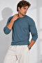 Men's Crew Neck Indigo Body 100% Cotton Long Sleeve T-Shirt - 2