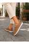 Tan Genuine Leather Women's Casual Shoes – Comfortable Orthopedic Sole Large Size 36-44 - 4
