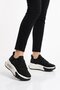 Black Anorak Knitted Lace-Up Stone Detailed Women's Casual Walking Shoes B029