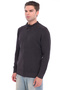 Brown Men's 100% Cotton Ribbed Knit Full Zipper Cardigan with Snap Detail and Stand Collar Trist-1203 - 2