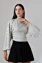 Women's Modal Striped Wide Sleeve Waist-Fitted Blouse - 6