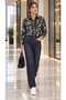 Women's 100% Cotton Poplin Fabric Foil Printed Shirt Stylish Patterned Long Sleeve Classic Blouse 3 Color Options - 4