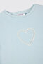 Girl's Blue Sweatshirt with Crew Neck - 3