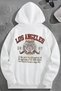 Unisex 3 Thread Cotton White Losangeles1987 Print Loose Fit Sweatshirt Hoodie
