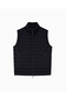 Men's Zippered Logo Patterned Black Vest